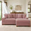 Canapé modulaire 2 pièces rembourré en velours côtelé rose avec dossier coussiné et pieds en bois massif-1732412186-1732412191-1732412385