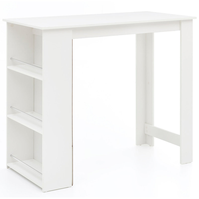 Dining Table/Bar Table Zukowski 120 X 107.5 X 60 Cm Wooden Bar Table Kitchen Counter, White