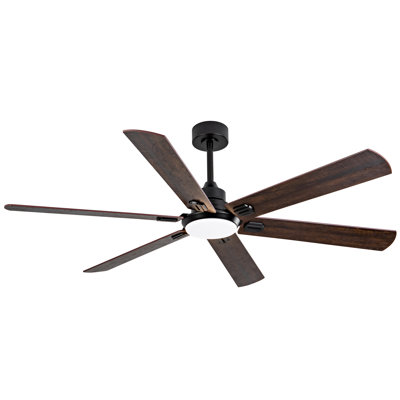 60" 6 Blade Ceiling Fan With Remote Control And Led Light