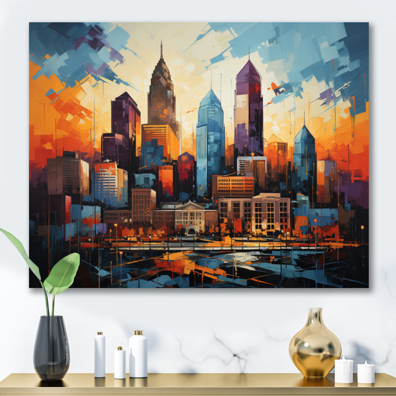 City Charlotte Collage IV sur toile, Toile tendue, H 24 po x l 32 po x P 1 po