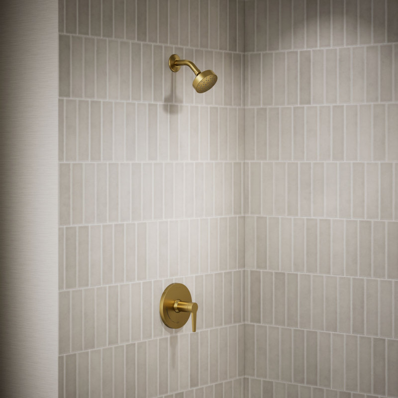 Pitch Rite-Temp Shower Trim Kit 2.5 GPM, Vibrant Brushed Moderne Brass