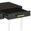 Console noire brillante et dorée avec 2 tiroirs