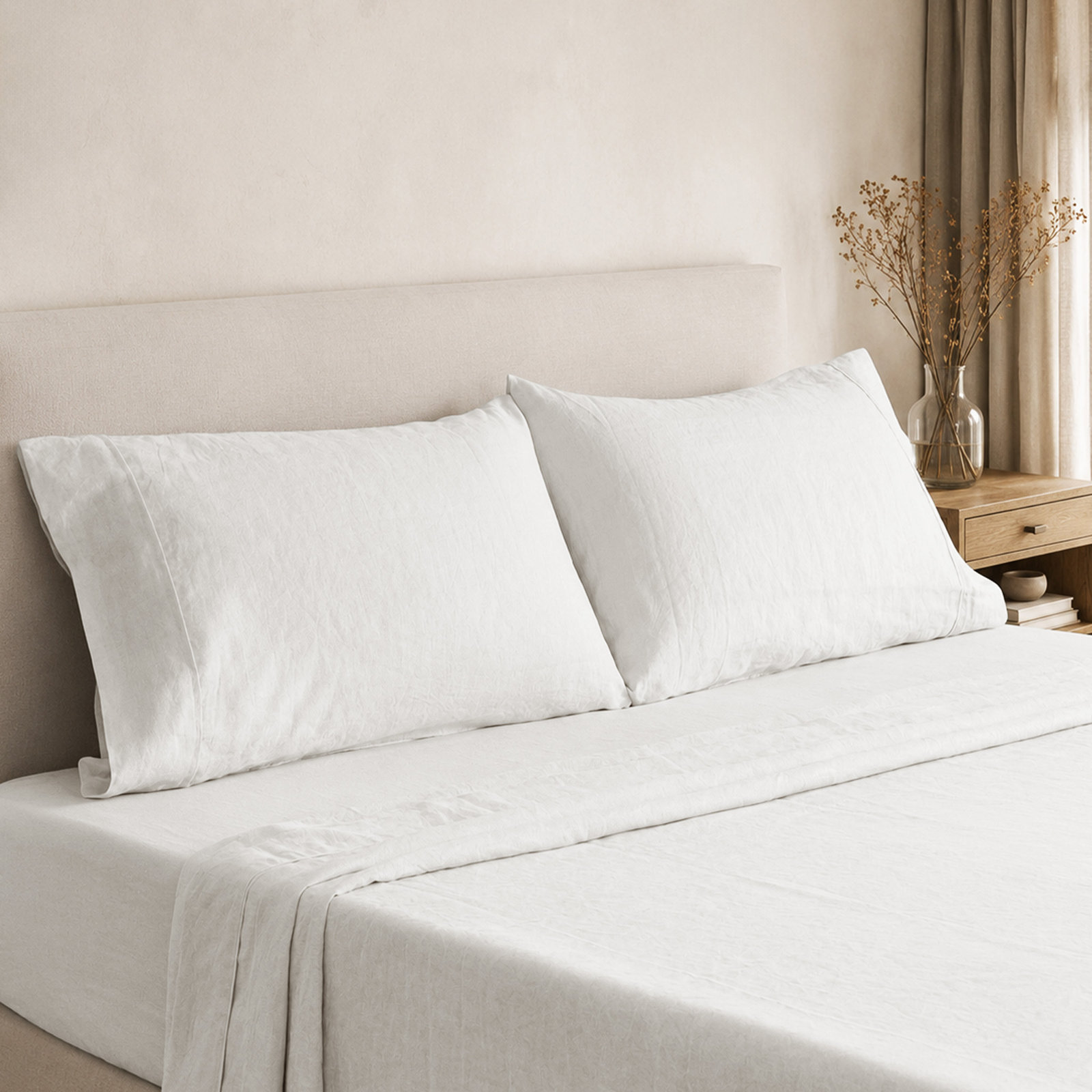 Clara 100% French Linen Sheet Set, Queen, White