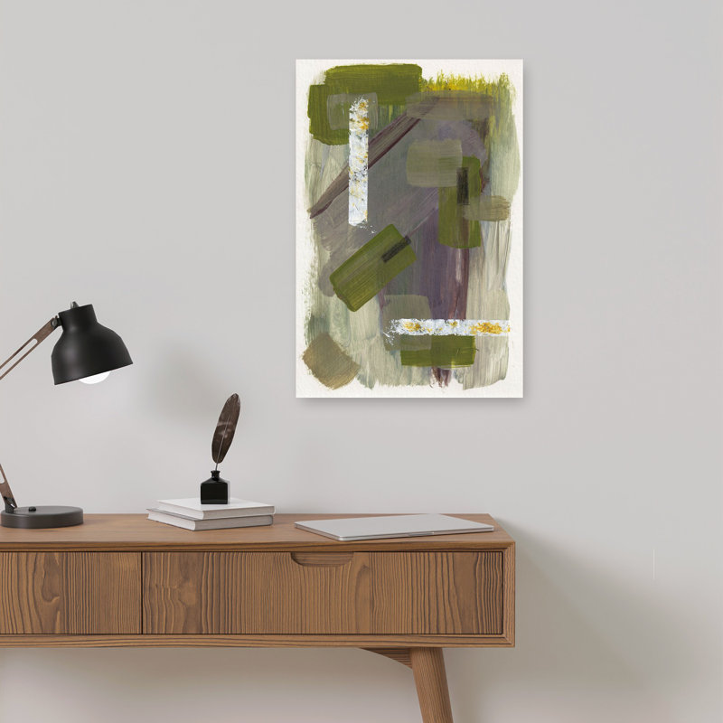Art mural géométrique abstrait géométrique contemporain vert, 18" H x 12" W