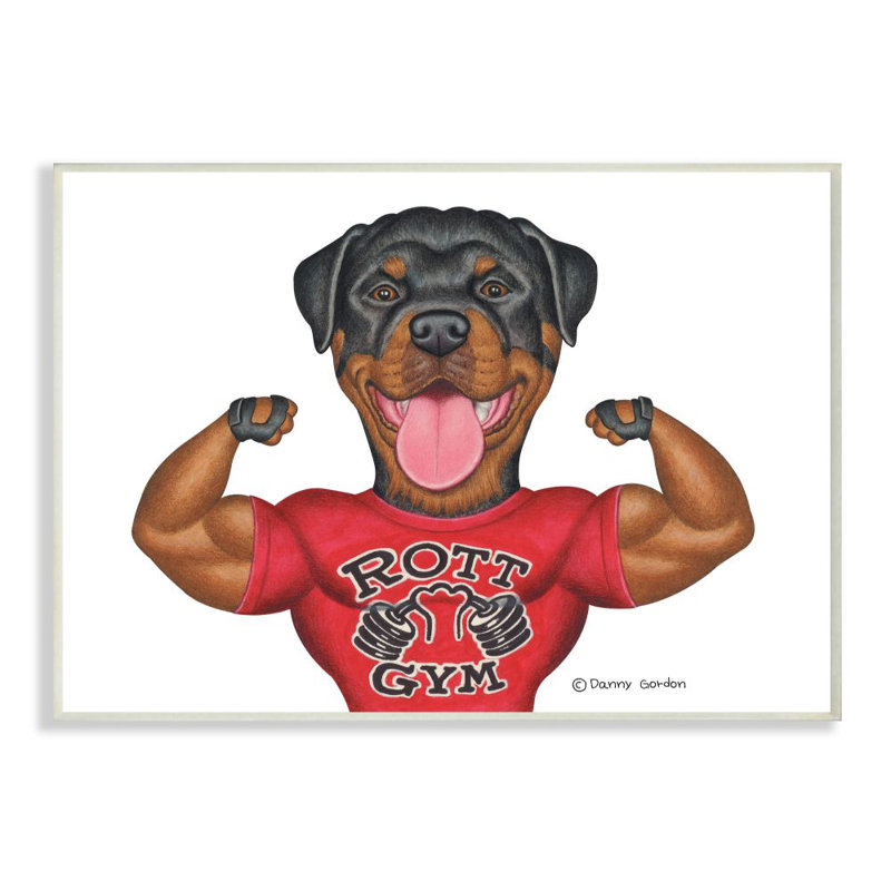 Illustration d'un animal de compagnie haltérophile par Danny Gordan - impression d'art graphique, H 30 po x l 24 po x 1,5 po