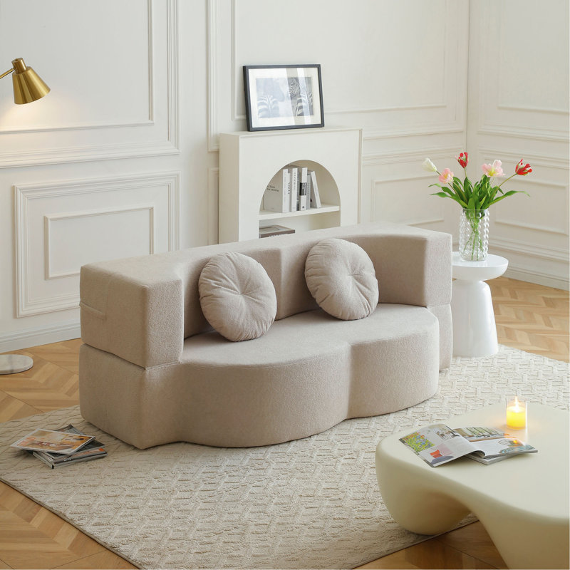 Canapé-lit 2 en 1 avec coussin, canapé-lit simple, canapé-lit pour plancher et futon, canapé-lit pliant en mousse pour le salon, les invités, le bureau, un appartement, aucun assemblage requis