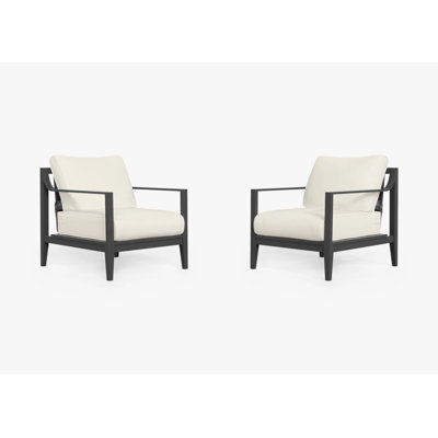 Charcoal Aluminum Outdoor Armchair Conversation Set, Palisades Cream