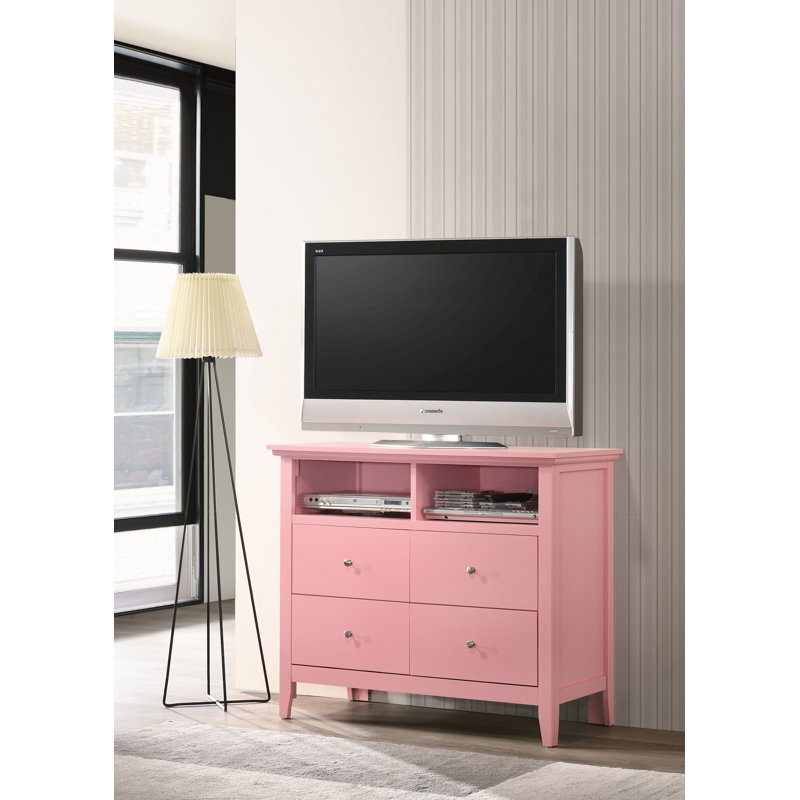 Chene 4 Drawer Media Chest, Pink