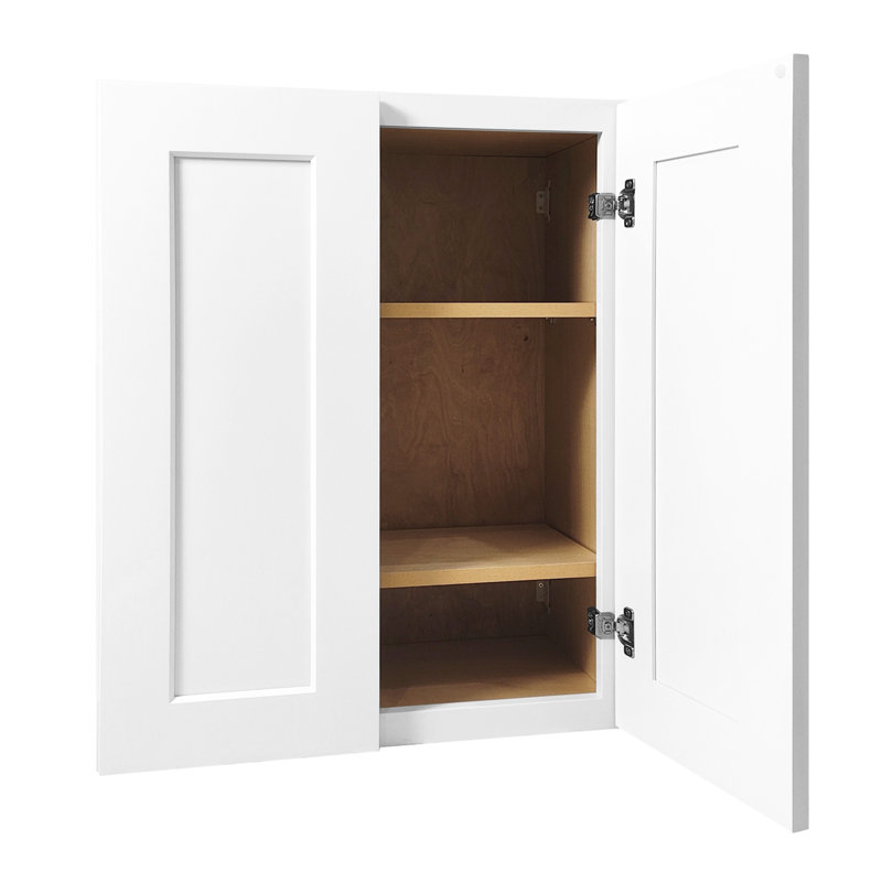 Armoire murale en bois massif avec tablettes réglables à 2 portes et charnières à fermeture en douceur pour la cuisine, garage robuste et avec rangement en caoutchouc l 27 po x P 42 po