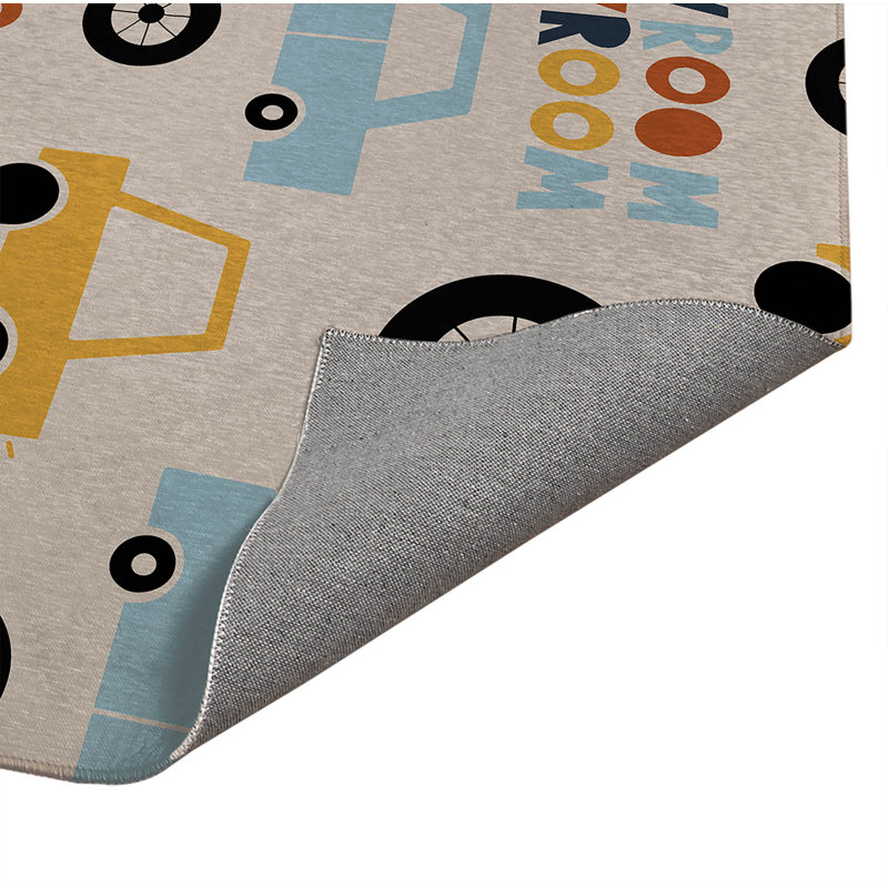 Vroom vroom Colorized Indoor Doormat, 36" W x 60" L, Taupe/Gold/Orange