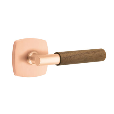 Ensemble de leviers d'intimité Emtek Select avec rosette urbaine moderne et tige en T, poignée en noyer foncé (CF)
