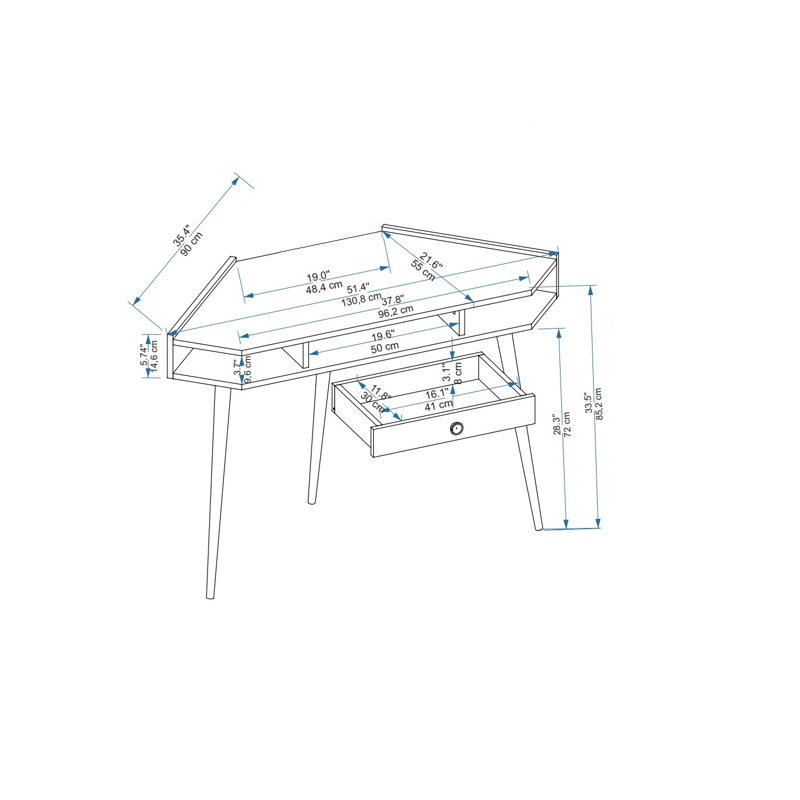 Yair Modular Solid Wood Computer Desk, White