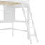 Lit mezzanine avec tablettes de rangement, bureau et échelle