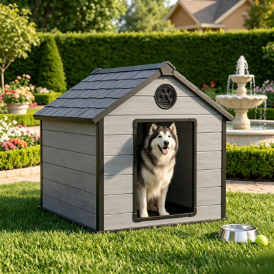 Large Capacity Resin Pet House, Waterproof And Weather Resistant For Both Indoor And Outdoor Use, Spacious And Suitable For Dogs Of Various Body Types