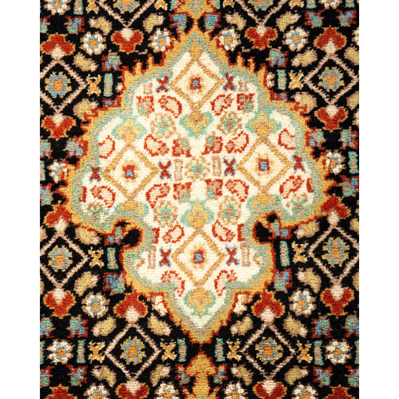 Tapis unique en laine noué à la main 6 pi 4 po x 8 pi 9 po nouvel âge Hayner - rose / noir / bleu