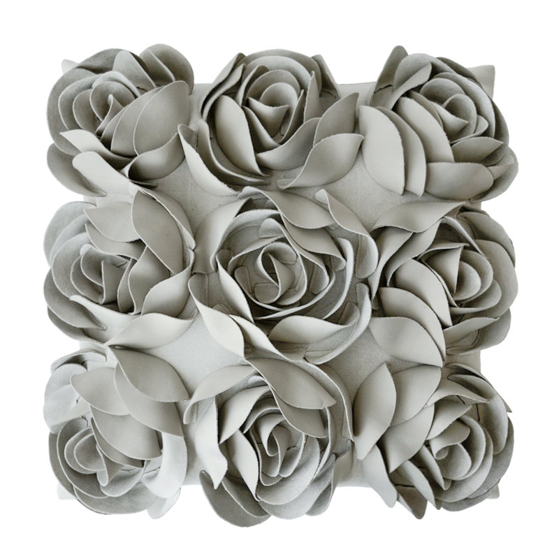  Housse de coussin en velours appliqué, Gris clair