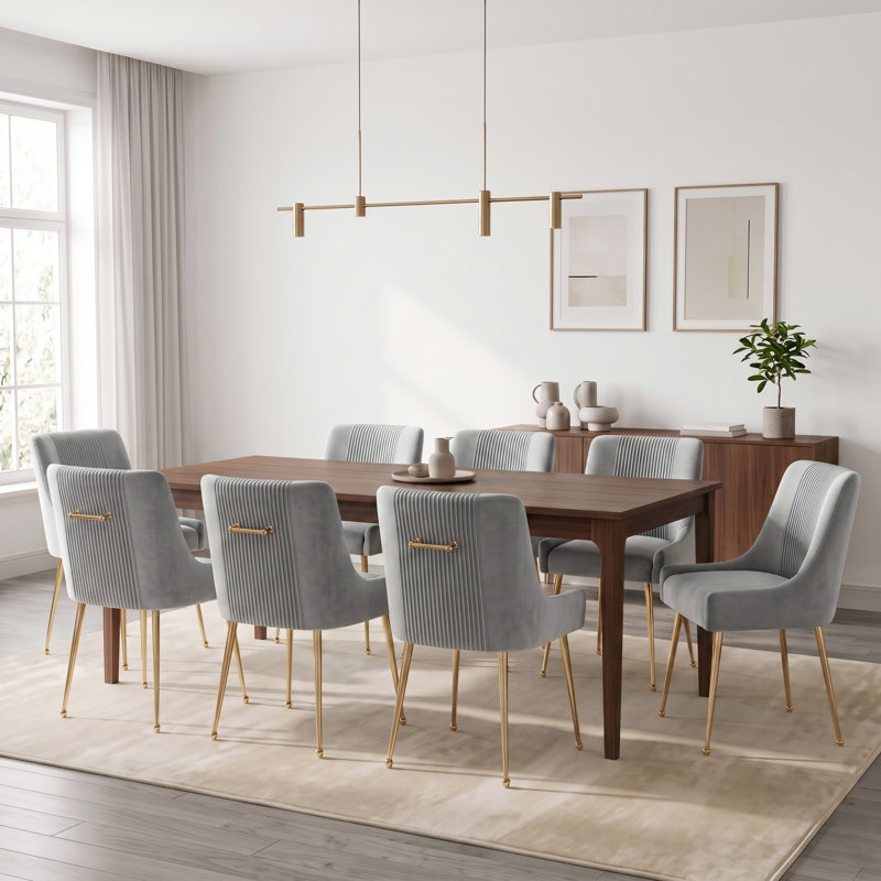 Elian Velvet Upholstered Dining Chair, Gray, 8