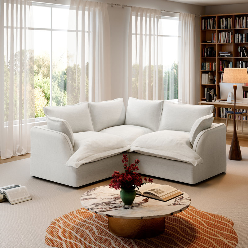  Canapé modulaire Chanh, canapé Cloud Comfy, Cream, H 28,3 po x l 76 po x P 76 po