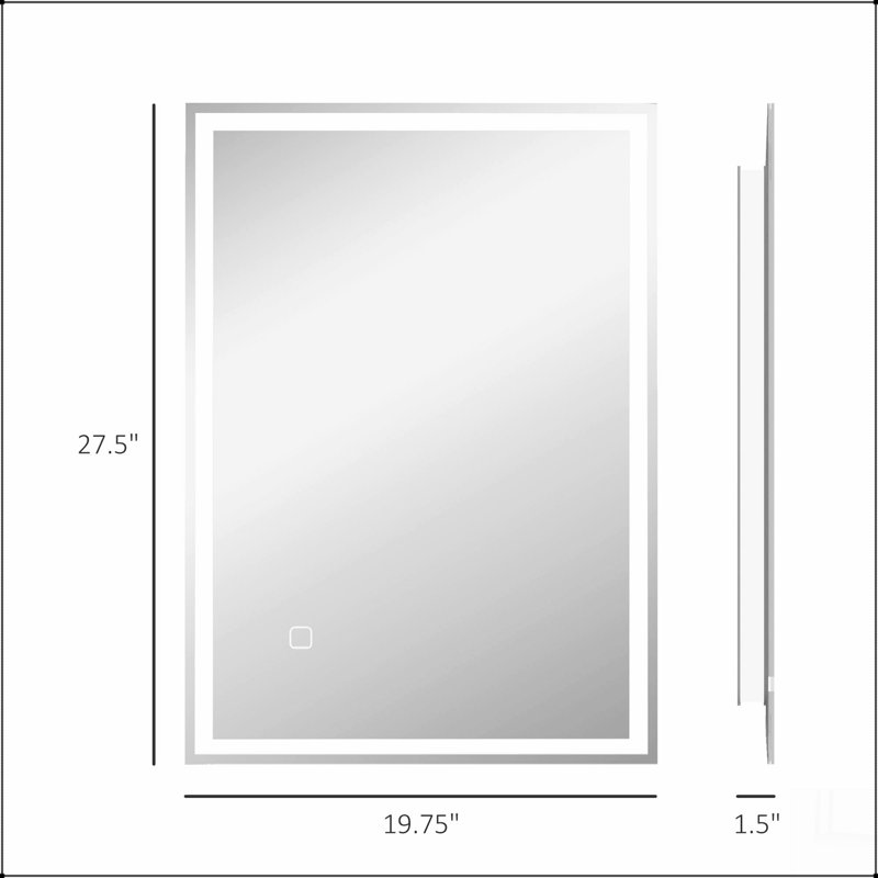 Dimmable Bathroom Mirror with LED Lights, 3 Colors & Defogging, 27.5" x 19.75"