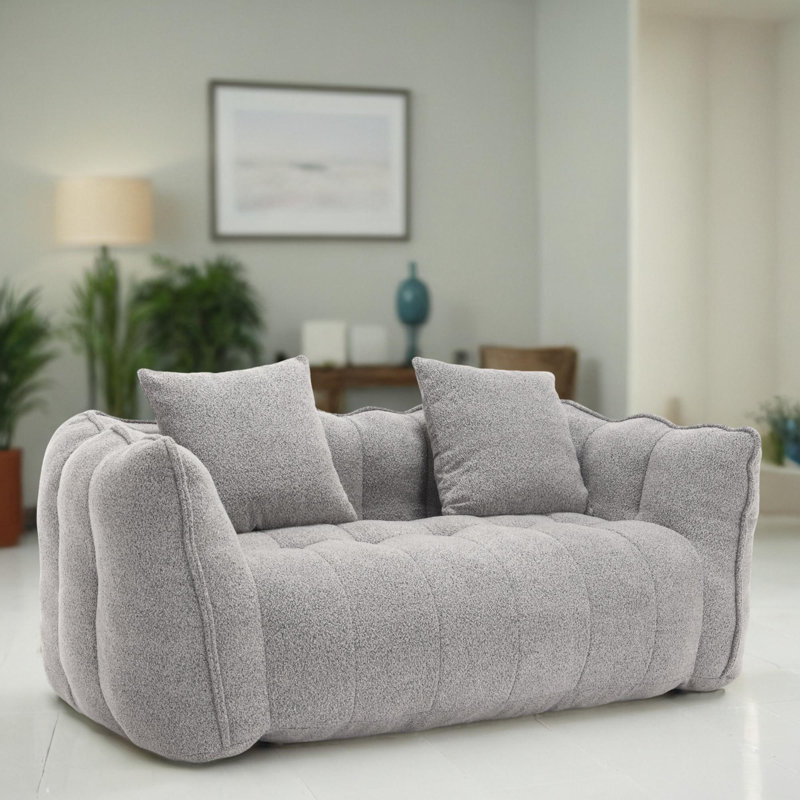 66" Modern Style Upholstered Sofa, Gray