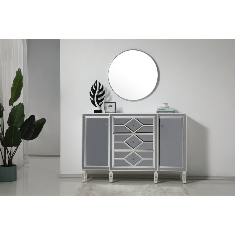 Buffet décoratif 2 portes Bashaw, Blanc antique