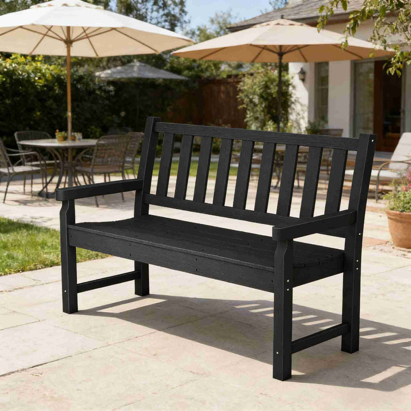 Banc de patio en PEHD, Noir