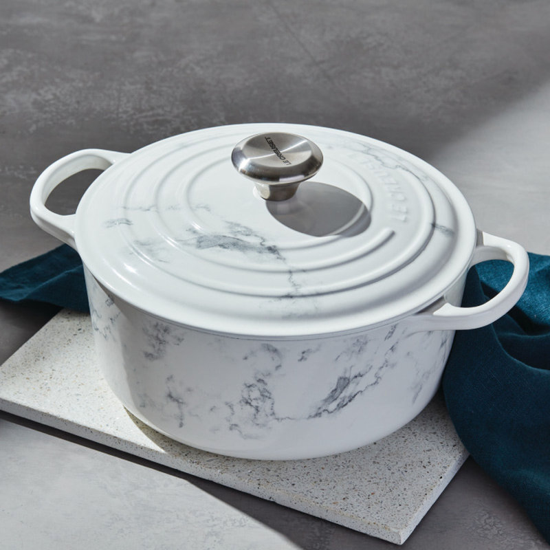 Le Creuset Signature Enameled Cast Iron Marble Collection 4.5 Qt Round Dutch Oven with Lid