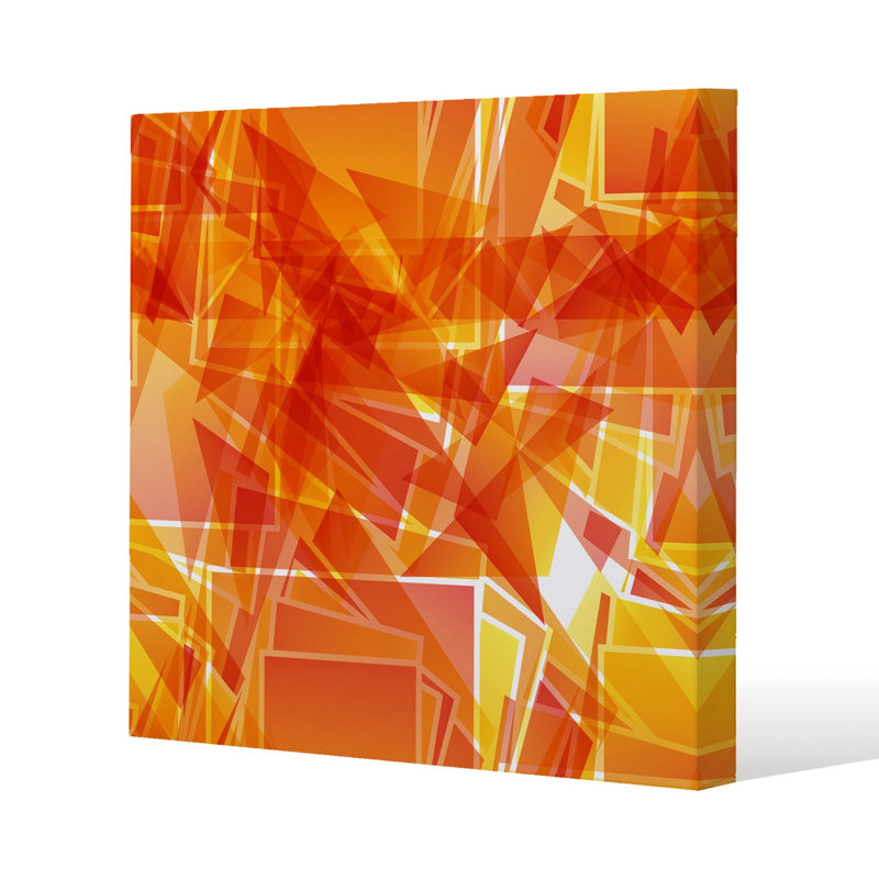Geometric With Flowers Slim Style Canvas Print, 15mm Slim Real wood., 20 cm H x 20 cm W