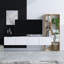 Meuble télé élégant avec de nombreuses tablettes, finition blanche et chêne, 71,7 x 9,8 x 12,6 pouces | 100% panneau de particules enduit de mélamine, épaisseur: 0,7 pouce | Design scandinave moderne, parfait pour les salons et les espaces de diver