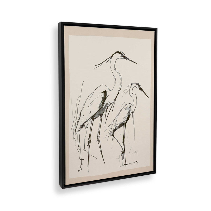 Two Herons By Nadja Art Print, Black, Floater Frame, 16" H x 12" W