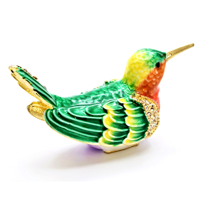 Small Humming Bird Trinket Box with Enamel