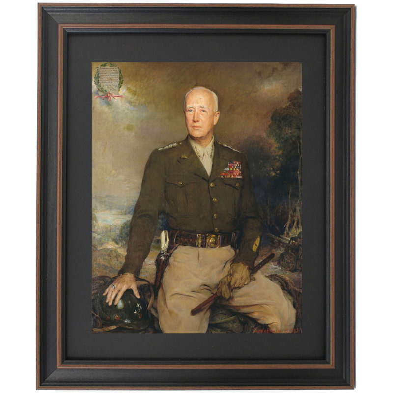 Portrait du général George Patton par Boleslaw Jan Tsedekowski | Reproduction encadrée, H 24 po x l 19 po