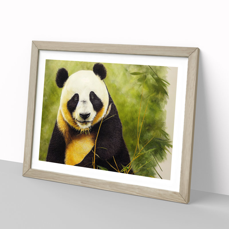 Unbelievable Panda - Framed Print, 25cm H x 34cm W x 2cm D, Oak