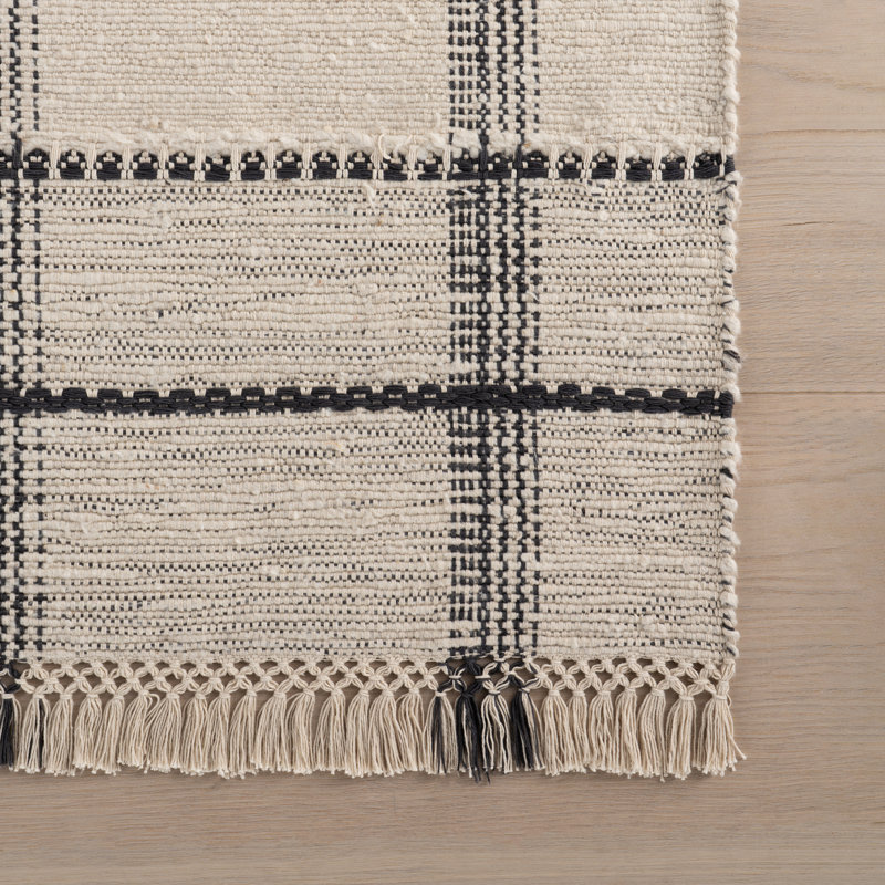 Zole Plaid Handmade Cotton Rug, Rectangle 6' x 9'