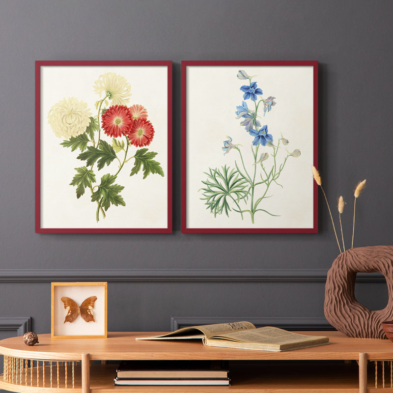 «Flowers of the Seasons I», reproduction encadrée de qualité supérieure - prête à être accrochée - aucun clou requis - aucun clou requis