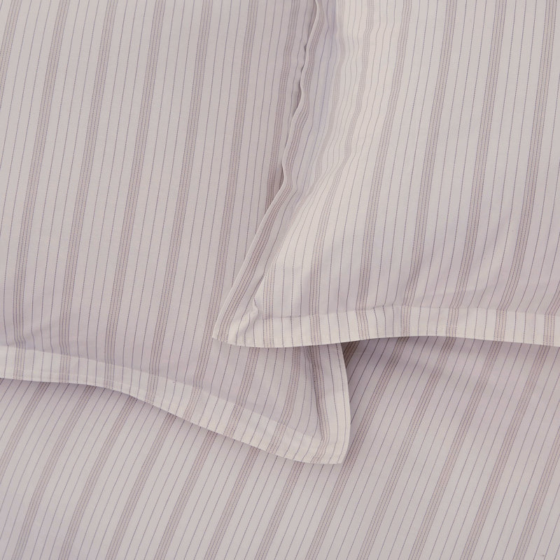 Juno Cotton Striped Duvet Cover Set with Pillowcases, Beige, Super King Duvet Cover + 2 Pillowcases