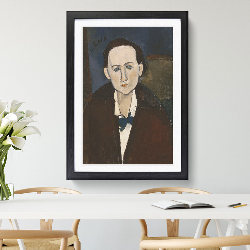 Elena Povolozky by Amedeo Modigliani - Picture Frame Painting, 36cm H x 27cm W x 2cm D, Black Framed