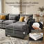Canapé modulaire en chenille surélevé en forme de U de 111 po avec 2 repose-pieds mobiles en forme de U et 111 po avec 5 coussins pour le salon, gris-856141013-869256998