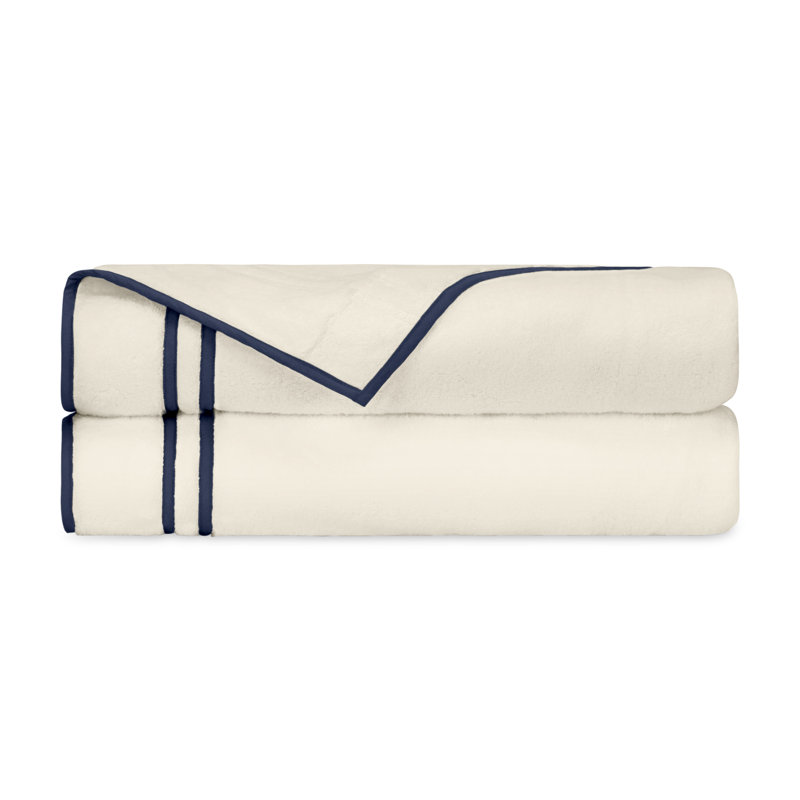 Ribbons 2-pc Bath Towel Set, Ivory/Navy Blue