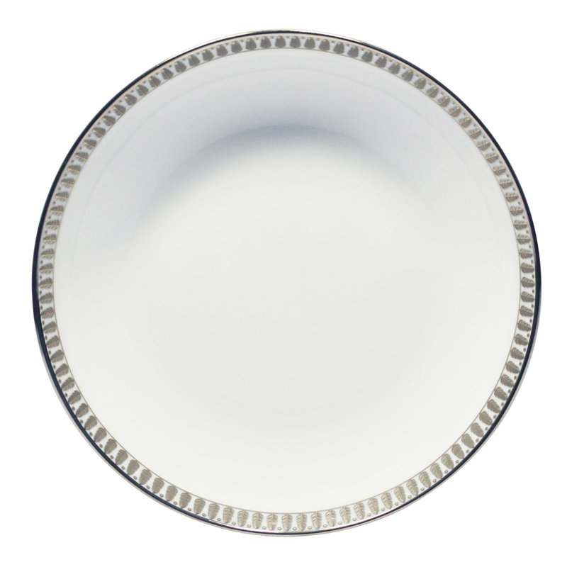 Plumes Porcelain Soup Plate, Platinum