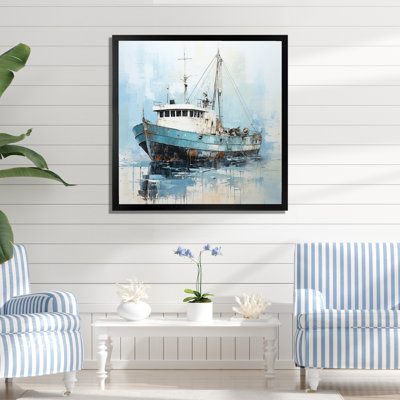 «Blue and White Fishing Boat I», reproduction sur toile