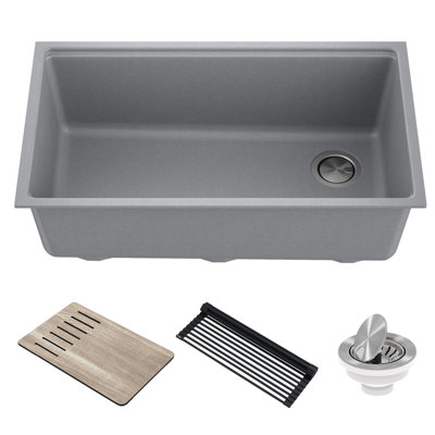 Kraus Bellucci 32 in. Undermount Single Bowl Kitchen Sink with Accessories