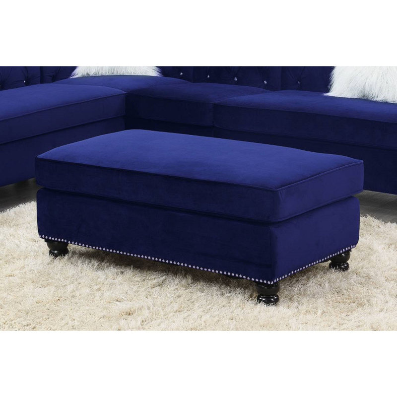 Repose-pieds de salon, Velours bleu