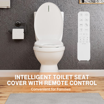 Sièges de toilette intelligents 19 po avec eau chaude instantanée, séchoir à air, veilleuse, télécommande 19 po