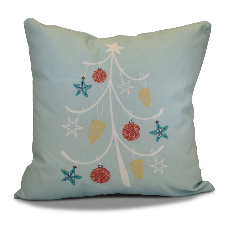 Housse et insert de coussin décoratif d'extérieur Coastal Christmas, H 16 po x l 16 po, Aigue-marine