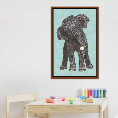 «Baby Elephant - Teal» par Angelika Parker - impression d'art graphique
