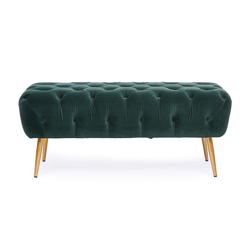 Ferris Polyester Upholstered Bench, Dark Green