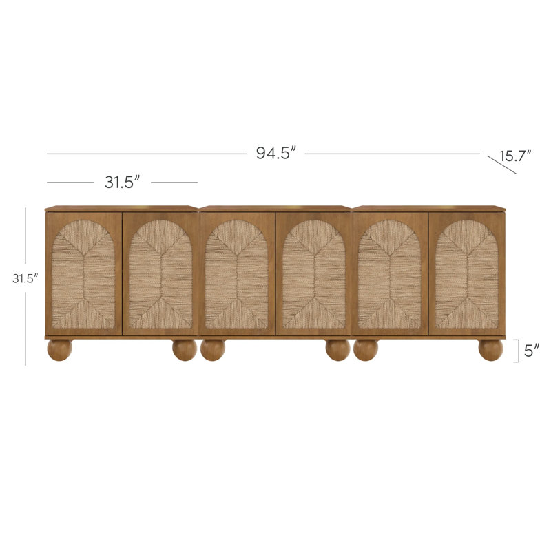 Seagrass Storage Cabinet Set Or TV Stand, Light Brown