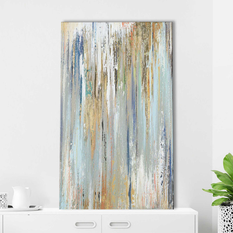 «Blue Gold Illusion» - peinture, L 18 po x H 30 po, Toile tendue
