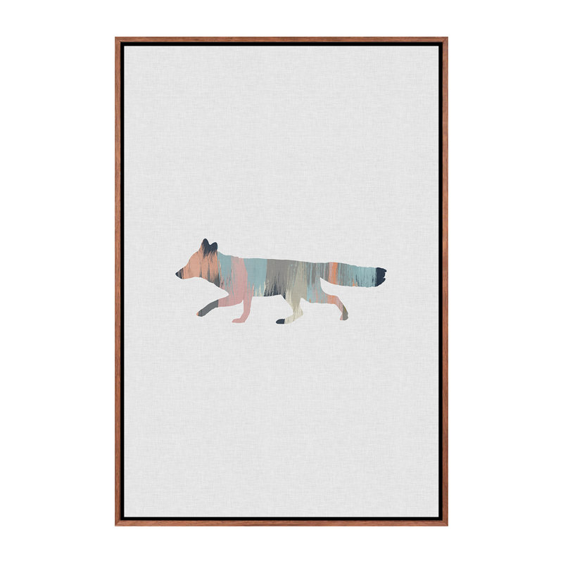 Pastel Fox - impression d'art graphique, H 26 po x l 18 po x 1,5 po, Toile avec cadre en bois classique